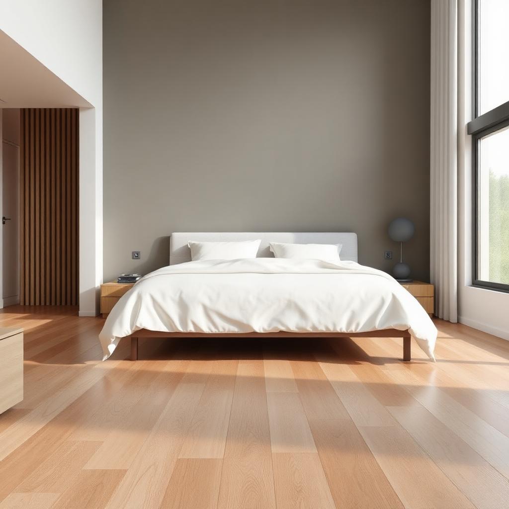 Wide-plank hardwood floor in a modern room